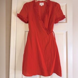 Lost + Wander Orange Wrap Mini Dress